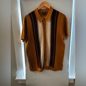 Todd Snyder Sweater Polo | Short Sleeve | Brown / Mustard | Men’s Size M